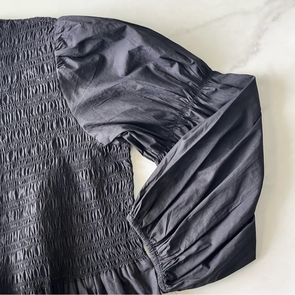 Ganni Black A-Line Puff Sleeve Mini Dress - Picture 10 of 14